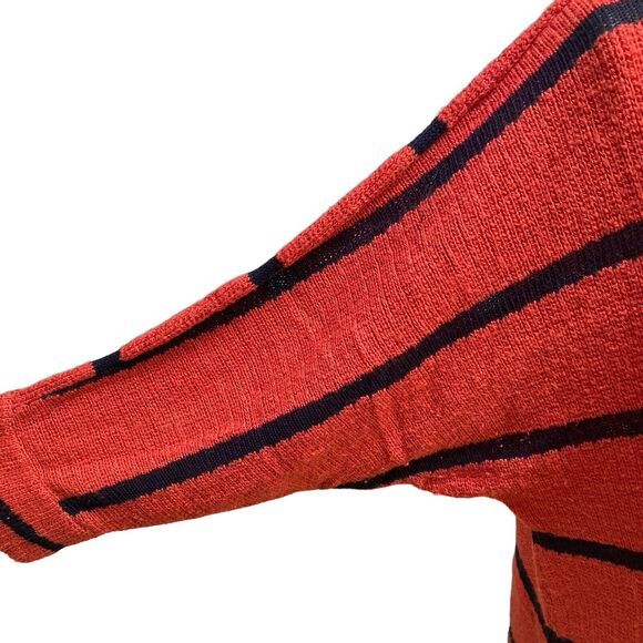 Soft Surroundings Orange Rust Blac Striped Sweater 1X Cotton Knit 3/4 Sleeve - Picture 4 of 8
